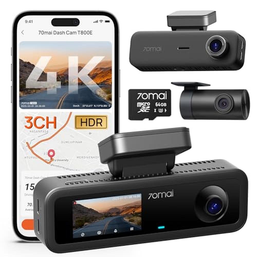 70mai 4K Dash Cam Front and Rear Inside – Front View