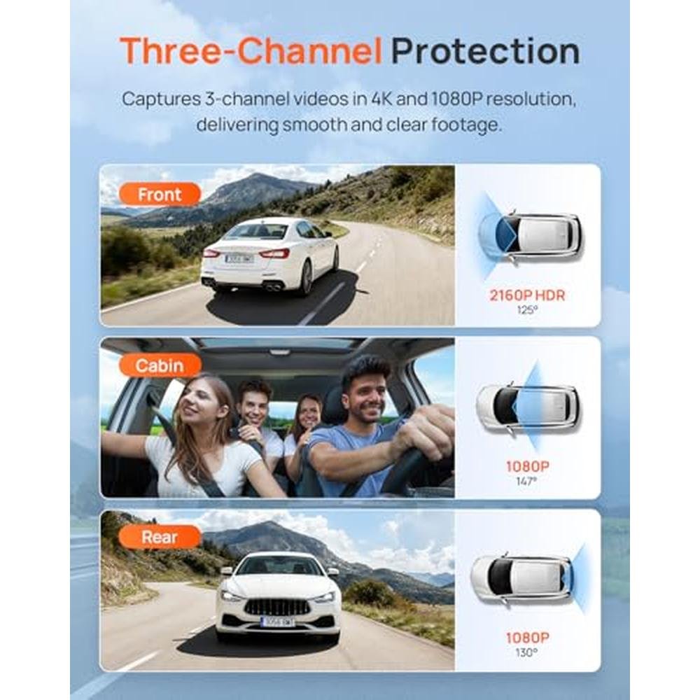 70mai 4K Dash Cam Front and Rear Inside – Side View