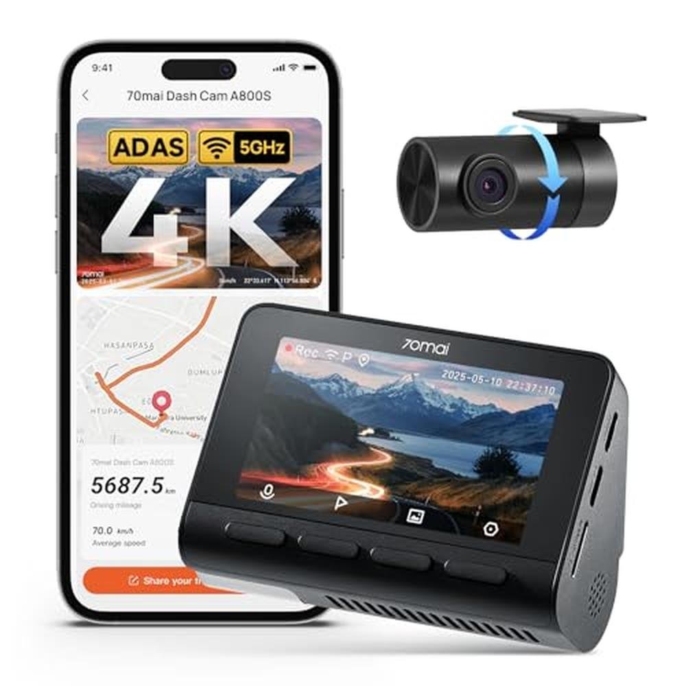 70mai Dash Cam: 70mai A800S 4K Front and Rear Dash Camera – Front View