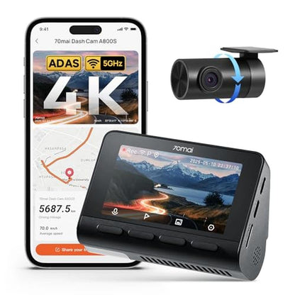70mai Dash Cam: 70mai A800S 4K Front and Rear Dash Camera – Front View