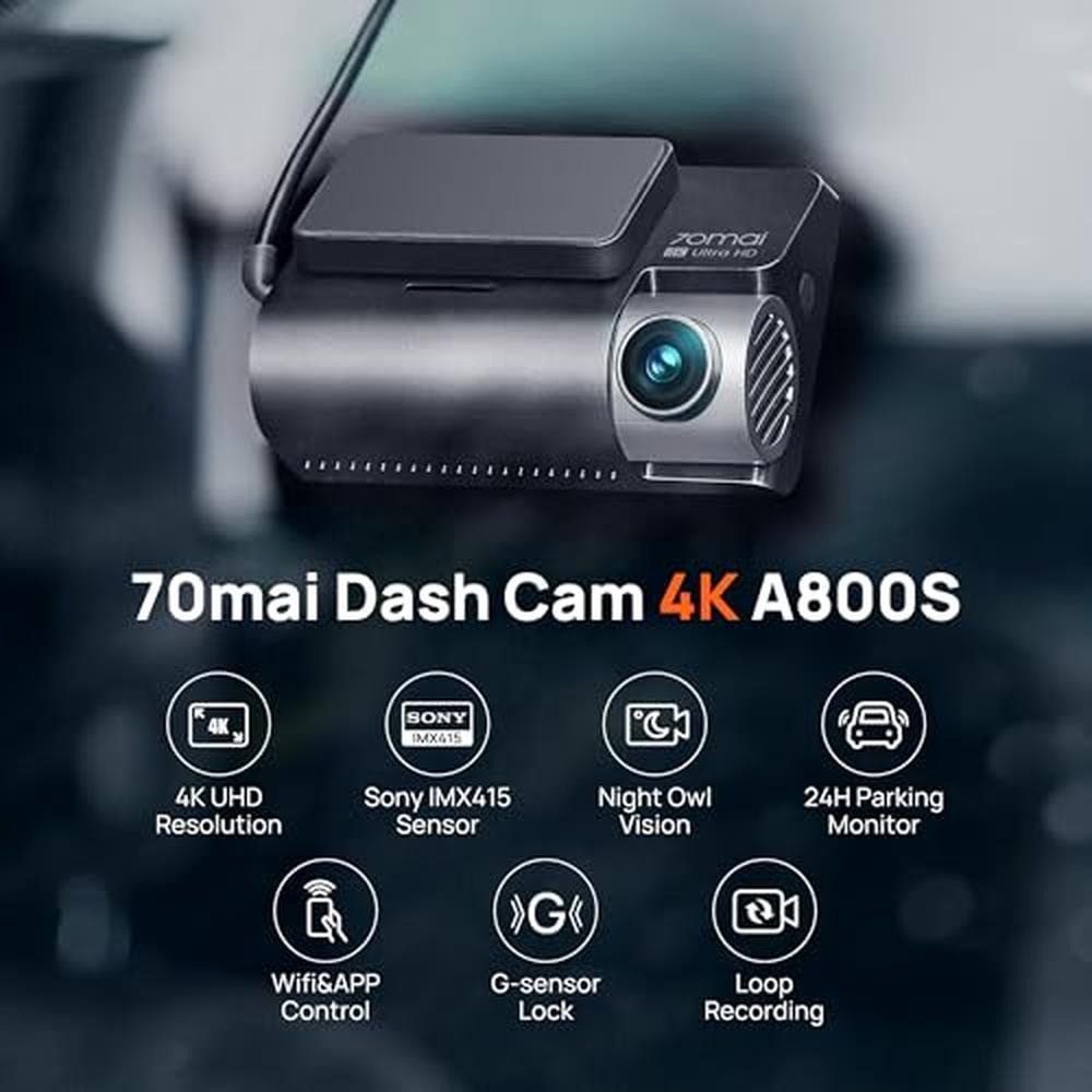 70mai Dash Cam: 70mai A800S 4K Front and Rear Dash Camera – Side View