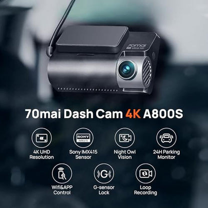 70mai Dash Cam: 70mai A800S 4K Front and Rear Dash Camera – Side View