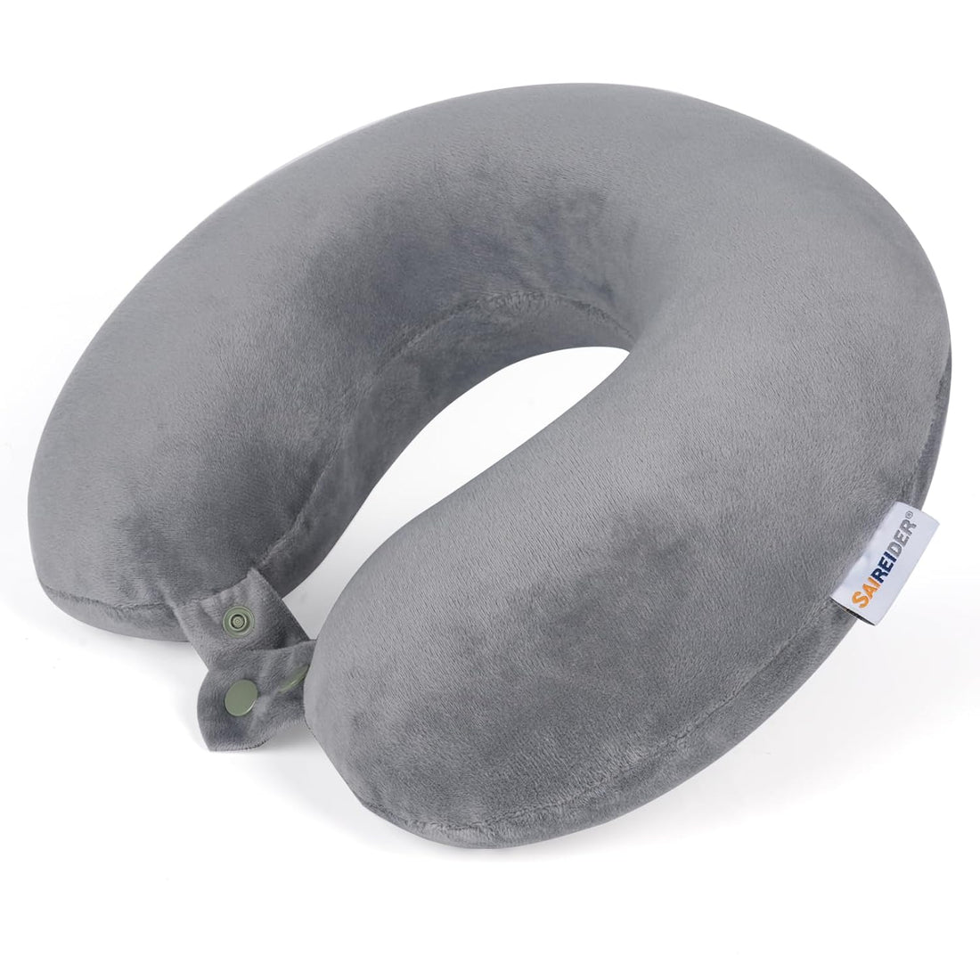 SAIREIDER Airplane Pillow 100% Memory Foam Neck Pillow for Airplanes Flight Rest Best Adjustable Travel Neck Support Pillows-Prevent The Heads from Falling Forward (Grey)