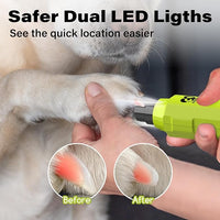 6-Speed Dog Nail Grinder with 2 LED Lights- Newest Pet Nail Grinder Rechargeable Quiet Electric Dog Nail Trimmer for Large Medium Small Dogs Painless Paws Grooming & Smoothing Tool (Green)