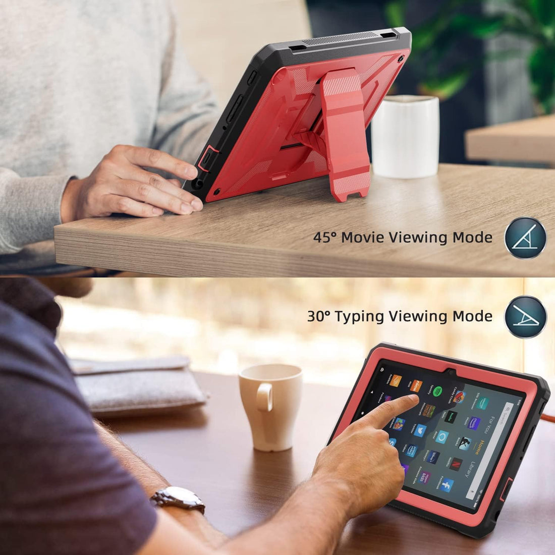 Case for All-New 10in Tablet case Samsung Galaxy Tab A8 DJ&RPPQ Rugged Unibody Hybrid Bumper Shockproof Kickstand Cover with Built-in Screen Protector,red