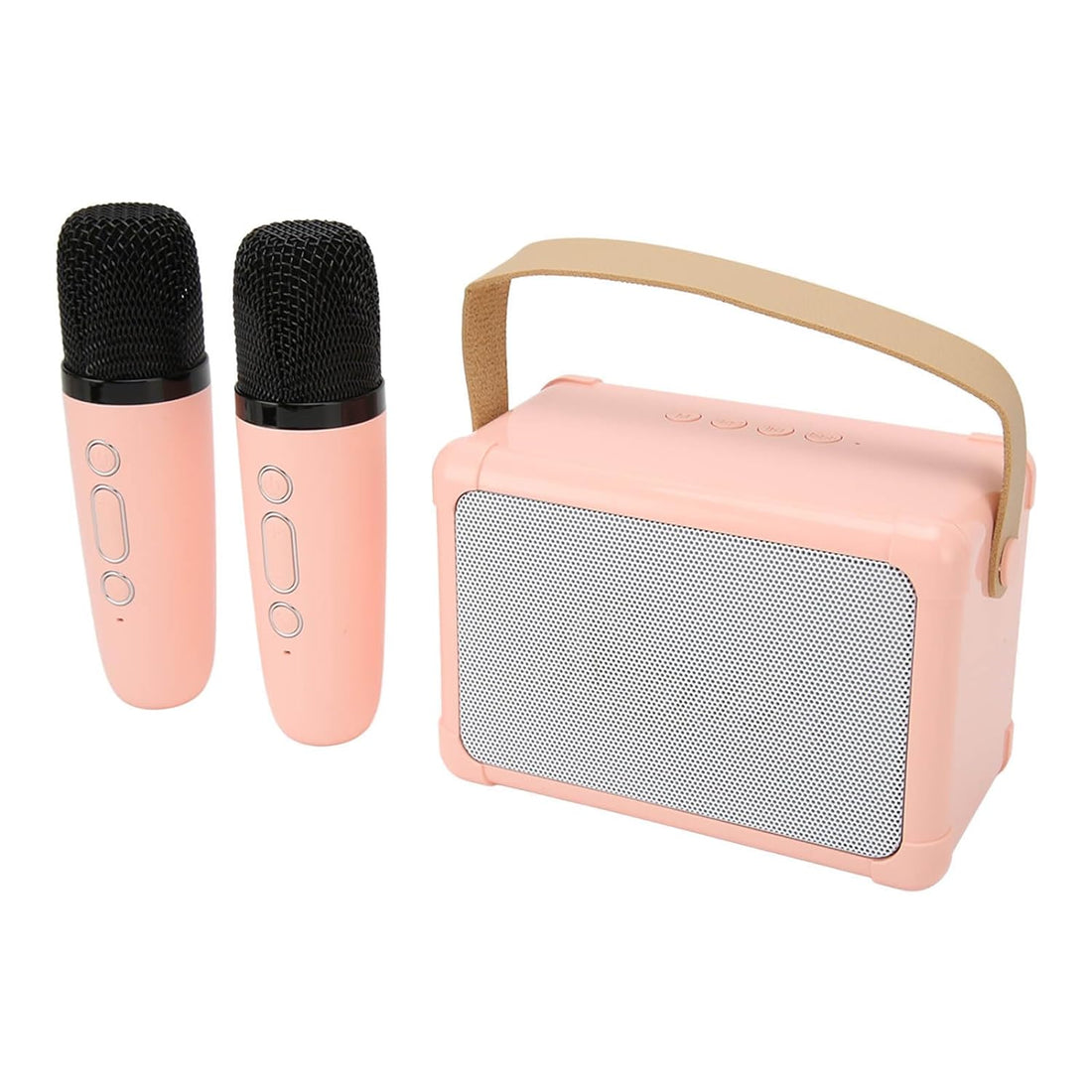 FOLOSAFENAR Mini Karaoke Machine, Dynamic Light Speaker Set, Various Sound Effects, Speaker, Home HiFi Game for Kids (Pink)