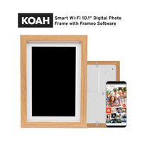 Koah Smart WiFi 10.1" Digital Photo Frame with FRAMEO 8GB Storage (Wood) Bundle with 32GB UHS-I microSDHC Memory Card with SD Adapter (2 Items)