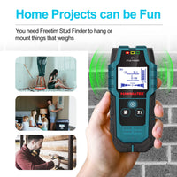 HANMATEK Stud Finder Wall Scanner Detector with Pro Smart Sensor, Audio Alarm and HD LCD Display, 5 in 1 Upgrade Wood Exact Mode Stud Finder Tool for The Center Edge of Metal, Studs, AC Wire,Pipe