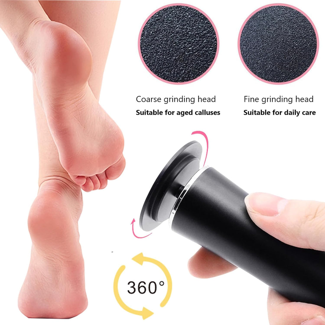 Electric Foot Callus Remover,LXIANGN Electronic Foot File Grinder with Speed Adjustable and 60pcs Replacement Sandpaper Discs,Pedicure Foot File Sander for Men Women Dead Cracked Hard Skin Calluses