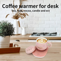 Coffee Warmer with Mug - Cordless Coffee Warmer Smart Coffee Warmer Coffee Cup Warmer for Desk Coffee Warmer for Desk Coffee Cup Warmer Plate Pink