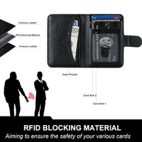 Bocasal for MagSafe Wallet Magnetic Card Holder, RFID Blocking Leather Card Slots for iPhone 15/14/13/12 Pro/Max/Plus, Adjustable Kickstand Flip Mag Safe Wallet (Black)