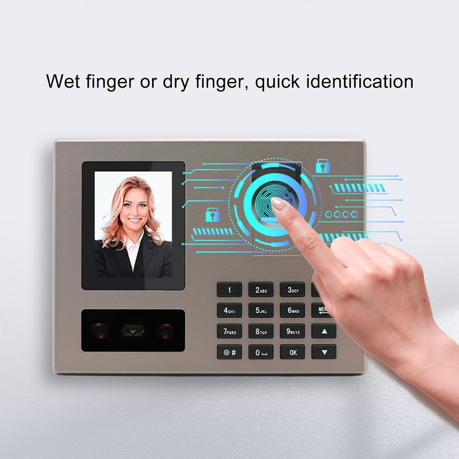 Biometric Proximity Clock with Fingerprint, Employee Time Clocks, Small Business PIN Punching (US Plug)