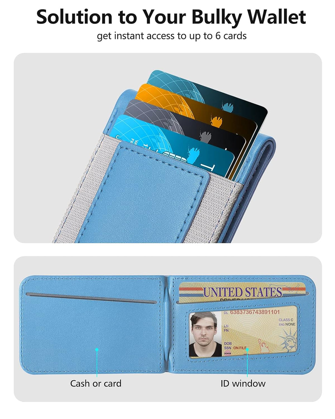 2-in-1 MagSafe Wallet and Adjustable Stand, Open ID Window, Magsafe Leather Wallet, Magnetic Phone Wallet Stick on for iPhone 14 Pro Max/14 Pro/14/14 Plus/13/12 Series, 9 Cards (Light Sky Blue)