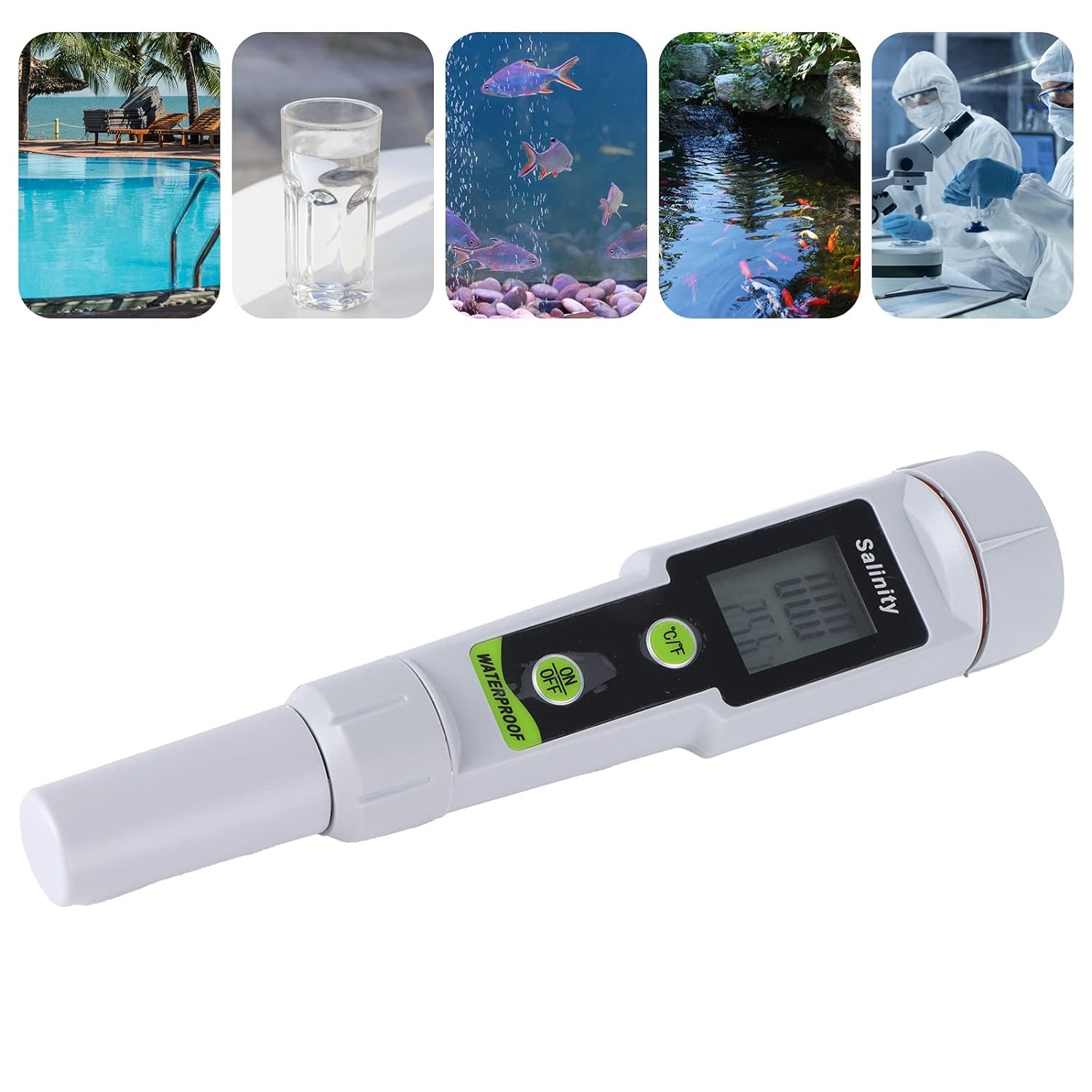 Haofy Pen Type Digital Salinity Meter, Probe Sensor Tester Monitor Measurement Checker, for Water Quality Pond Pool Aquarium Saltwater Seawater Drinking Water