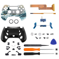 eXtremeRate The Great Wave Decade Tournament Controller (DTC) Upgrade Kit for PS4 Controller JDM-040/050/055, Upgrade Board & Ergonomic Shell & Back Buttons & Trigger Stops - Controller NOT Included