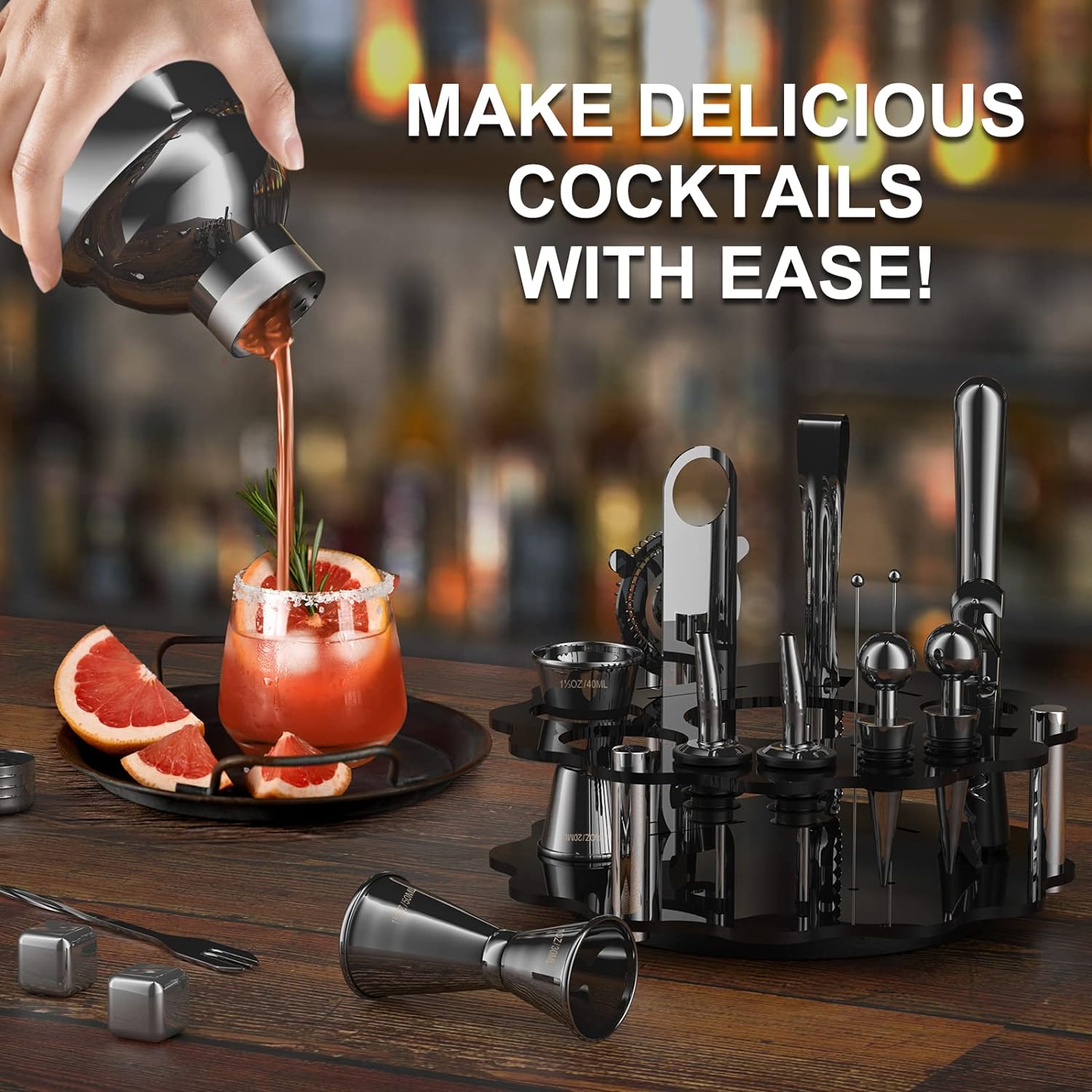 Carsolt Cocktail Shaker Set - 20 Piece Stainless Steel Bartender Kit