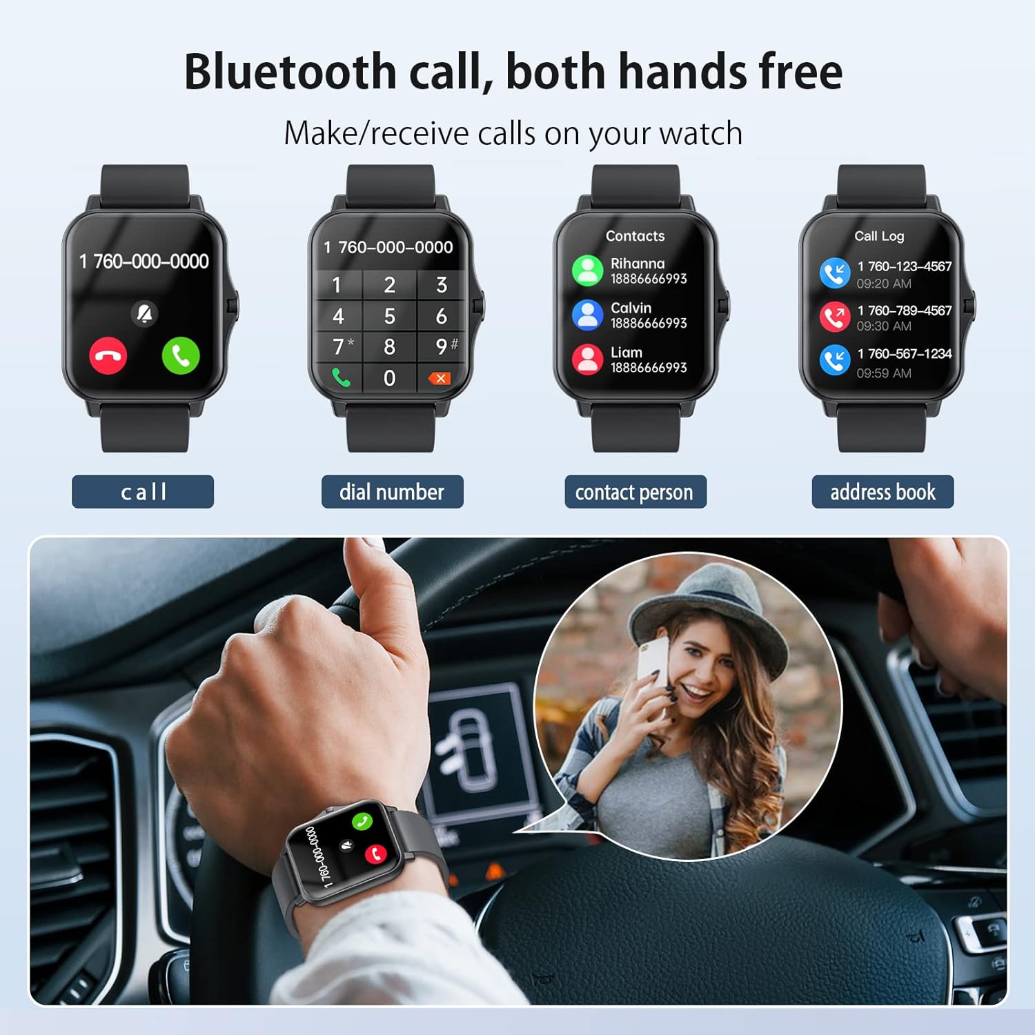 Smart Watch (Receive & Dial), 2023 Newest 1.85" TFT HD Full Circle Full Touch Screen, Smart Watch for Women Men,SmartWatchs with Fitness Tracker Call/Text/Heart Rate/AI Voice Assistant/Blood Pressure