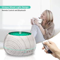 1000ml Essential Oil Diffuser,DAROMA Aromatherapy Diffuser With Bluetooth Speaker,Remote Control Aromatherapy Ultrasonic Cool Mist Humidifier, 7 Color Unique Mood Lights & Waterless Auto-Off,WhiteWood