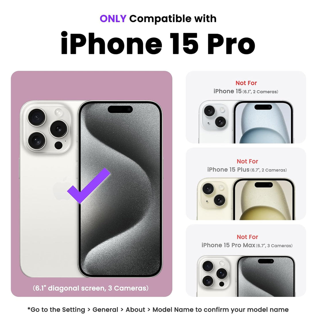 ORNARTO Compatible with iPhone 15 Pro Case, Slim Liquid Silicone 3 Layers Full Covered Soft Gel Rubber Phone Case Protective Cover with Microfiber Lining 6.1 inch-Lilac Purple