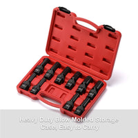 CASOMAN 10 PCS 1/2" Drive Deep Universal Impact Socket Set, Metric,10-19mm