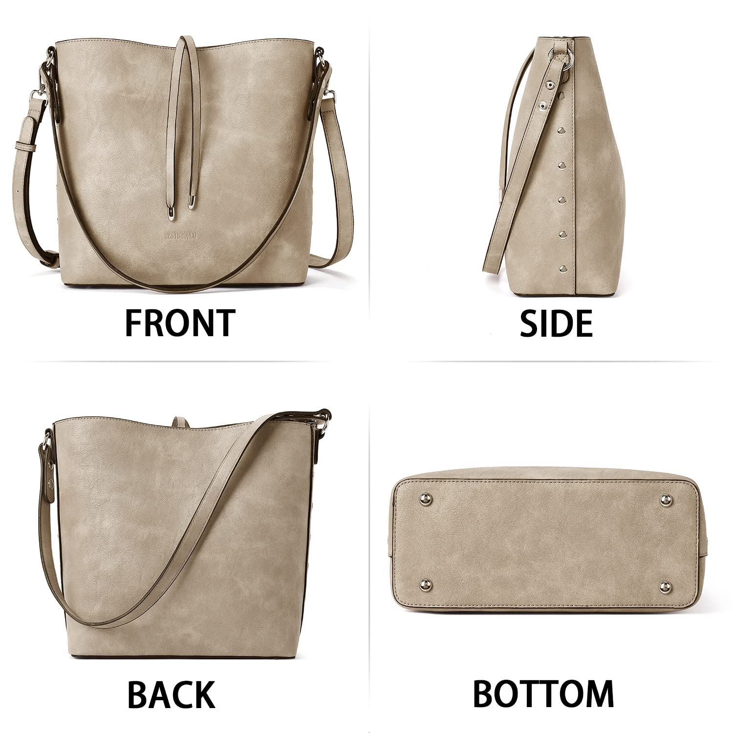 WESTBRONCO Hobo Bags for Women Vegan Leather Handbag Crossbody Bucket Tote Purse Ladies Shoulder Bags