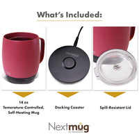 Nextmug - Temperature-Controlled, Self-Heating Coffee Mug (Dusty Rose - 14 oz.)