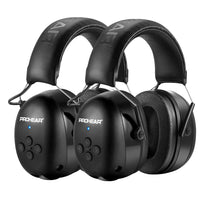 PROHEAR 037 2 Pack Bluetooth 5.0 Hearing Protection Headphones with Rechargeable, 25dB NRR Safety Noise Reduction Ear Muffs for Mowing Workshops Snowblowing, Black and Black