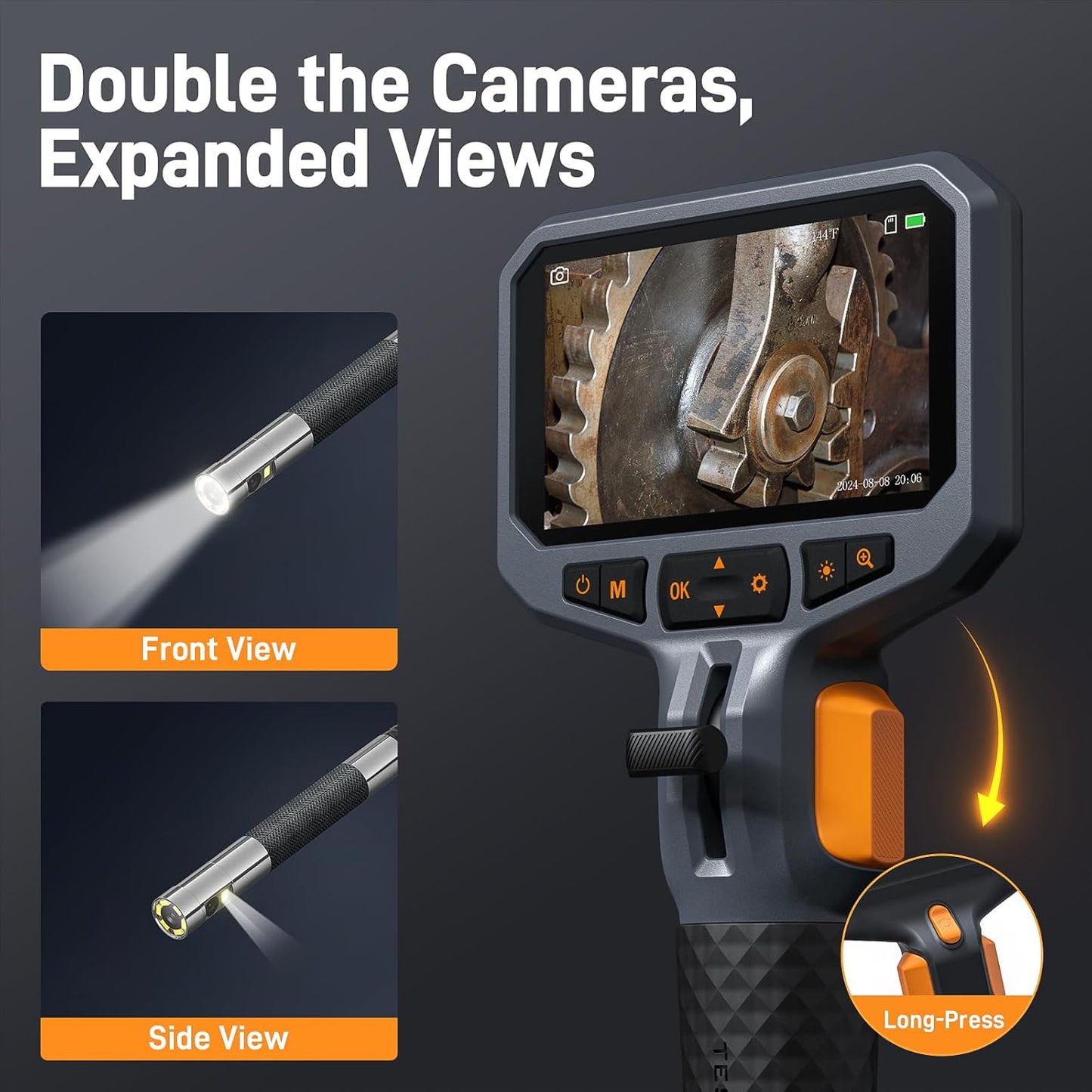 Articulating Borescope with Dual Lens Endoscope Camera – Close-up Detail