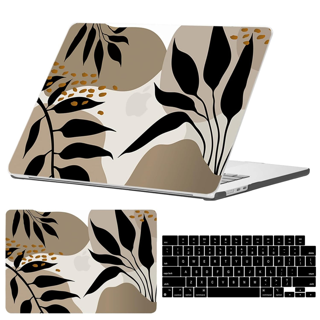 Miwasion Compatible with MacBook Air 15 inch Case,2023 Release Mac Air 15.3" A2941 M2 with Retina Display & Touch ID and Keyboard Protectors,Laptop Plastic Hard Shell（Garden Flowers,Floral Black）