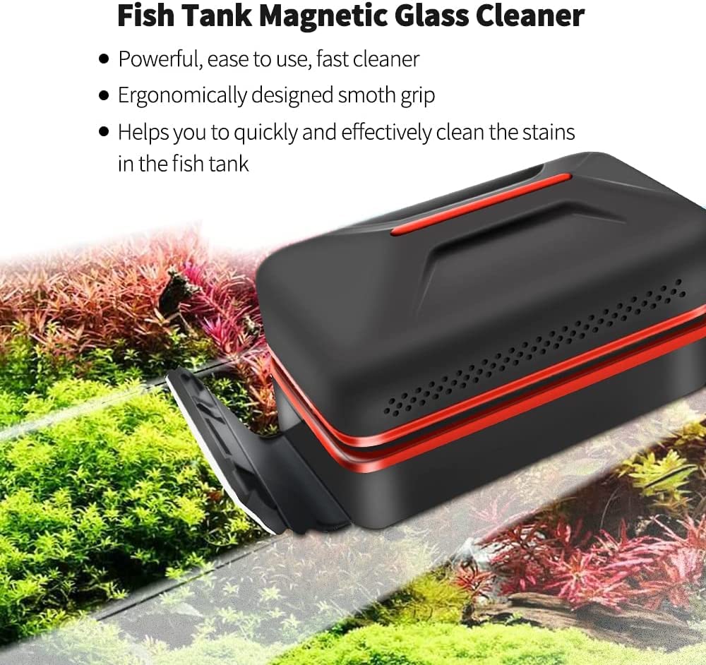 SVECKE Aquarium Scraper Aquarium Floating Magnetic Brush Anti-Slip Magnetic Cleaner Brush Scratch-Free Scrubber Aquarium Cleaning Tools for Fish Tank Cleaning (M)