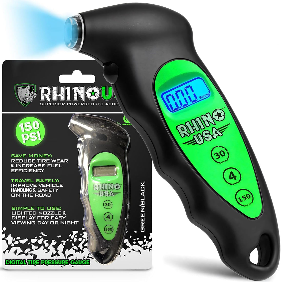 Rhino USA Digital Tire Pressure Gauge 150 PSI