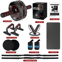 13-in-1 Ab Roller Wheel Kit with Knee Pad, Resistance Bands, Push-Up Bar, Jump Rope, Core Strength & Abdominal Home Gym Abs Workout Equipment for Men/Women