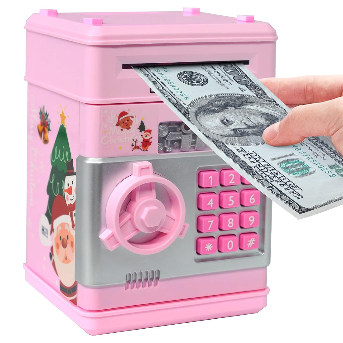 PhilaeEC Kids Piggy Bank Toy for Girls Boys (Xmas-Pink)