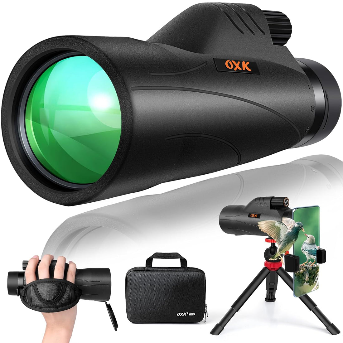 12x56 High Power Monocular Telescope with Smartphone Adapter Tripod Travel Bag, Larger Vision Monoculars for Adults Kids with BAK4 Prism & FMC Lens, Suitable for Bird Watching Hunting Hiking Camping