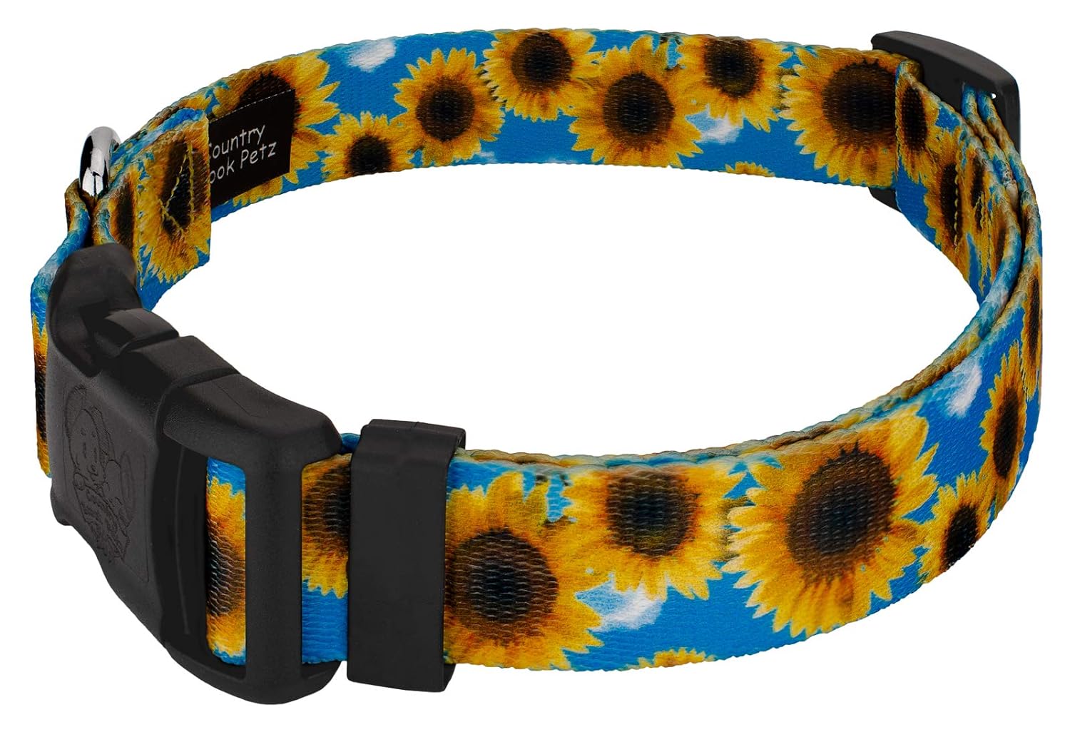Country Brook Petz Deluxe Sunflowers Dog Collar - Floral Collection with 8 Charming Designs (1 Inch, Medium)