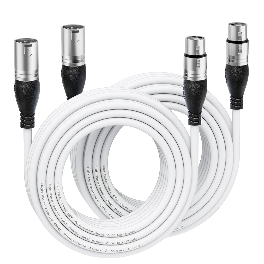 EBXYA XLR Cable 20 Ft 2 Packs - Premium Microphone Cable Patch Speaker Cable 3-Pin XLR Male to Female, White
