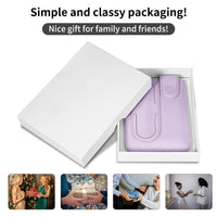 Magnetic Wallet Card Holder with Kickstand for iPhone 12/13/14 Series, Magsafe Wallet Leather Card Sleeves Fit 6 Cards Purple