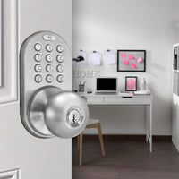 MiLocks TKK-02SN Digital Door Knob Lock with Electronic Keypad for Interior Doors, Satin Nickel