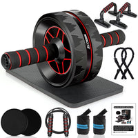 13-in-1 Ab Roller Wheel Kit with Knee Pad, Resistance Bands, Push-Up Bar, Jump Rope, Core Strength & Abdominal Home Gym Abs Workout Equipment for Men/Women