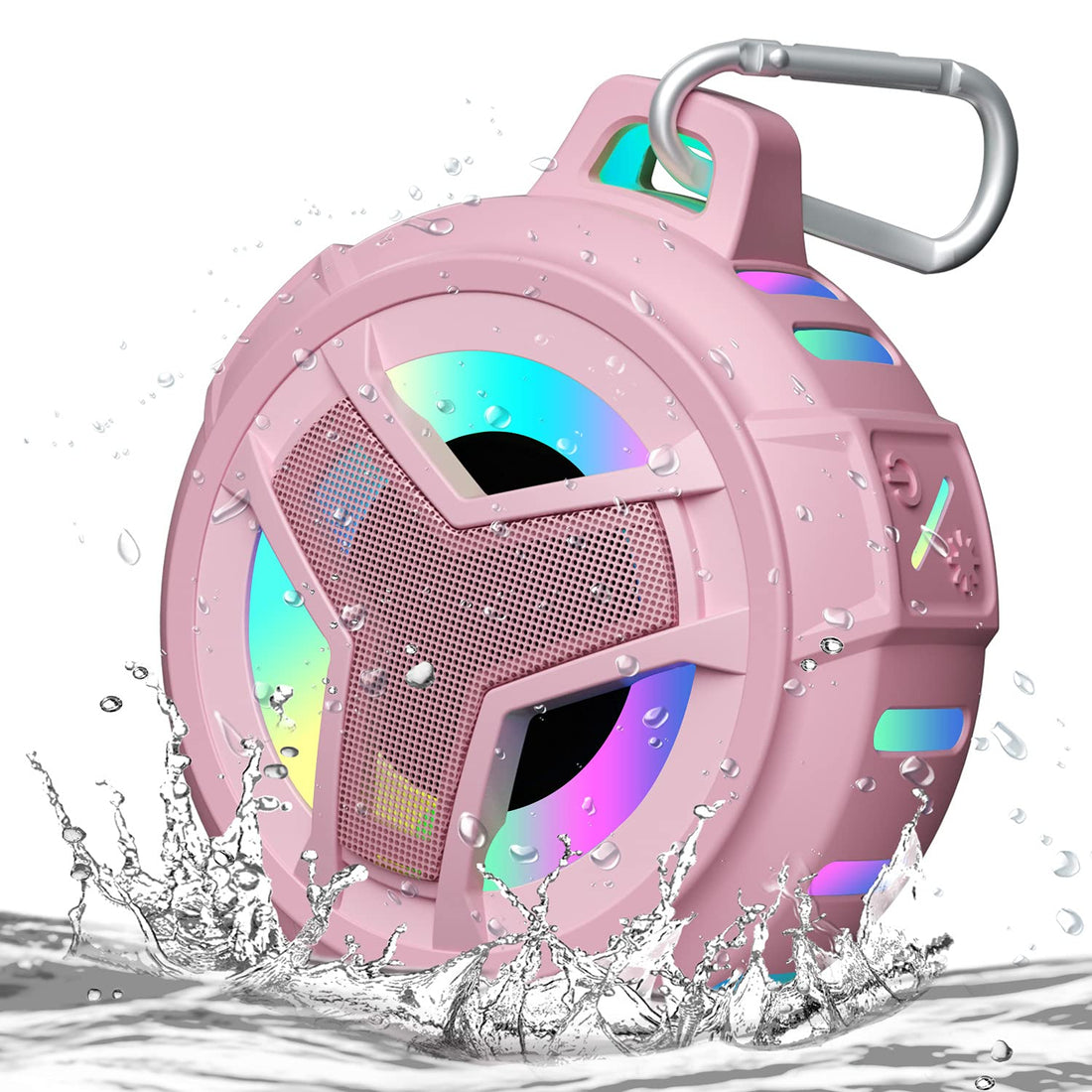 EBODA Bluetooth Shower Speaker, IPX7 Waterproof Portable Wireless Small Mini Speakers, Floating, 2000 mAh with RGB Light for Pool, Beach, Boat, Kayak Accessories, Gifts for Men and women -Orange