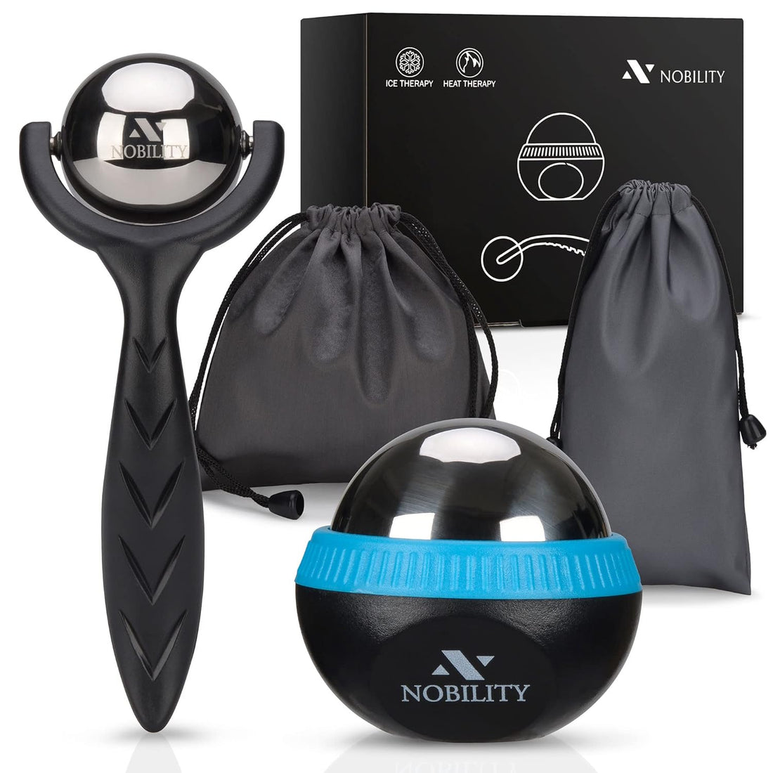 Nobility Steel Massage Ball – Ice Cold and Hot for Deep Tissue and Sore Muscle Relief of Stiffness and Stress, Body, Neck, Back, Foot, Plantar Fasciitis