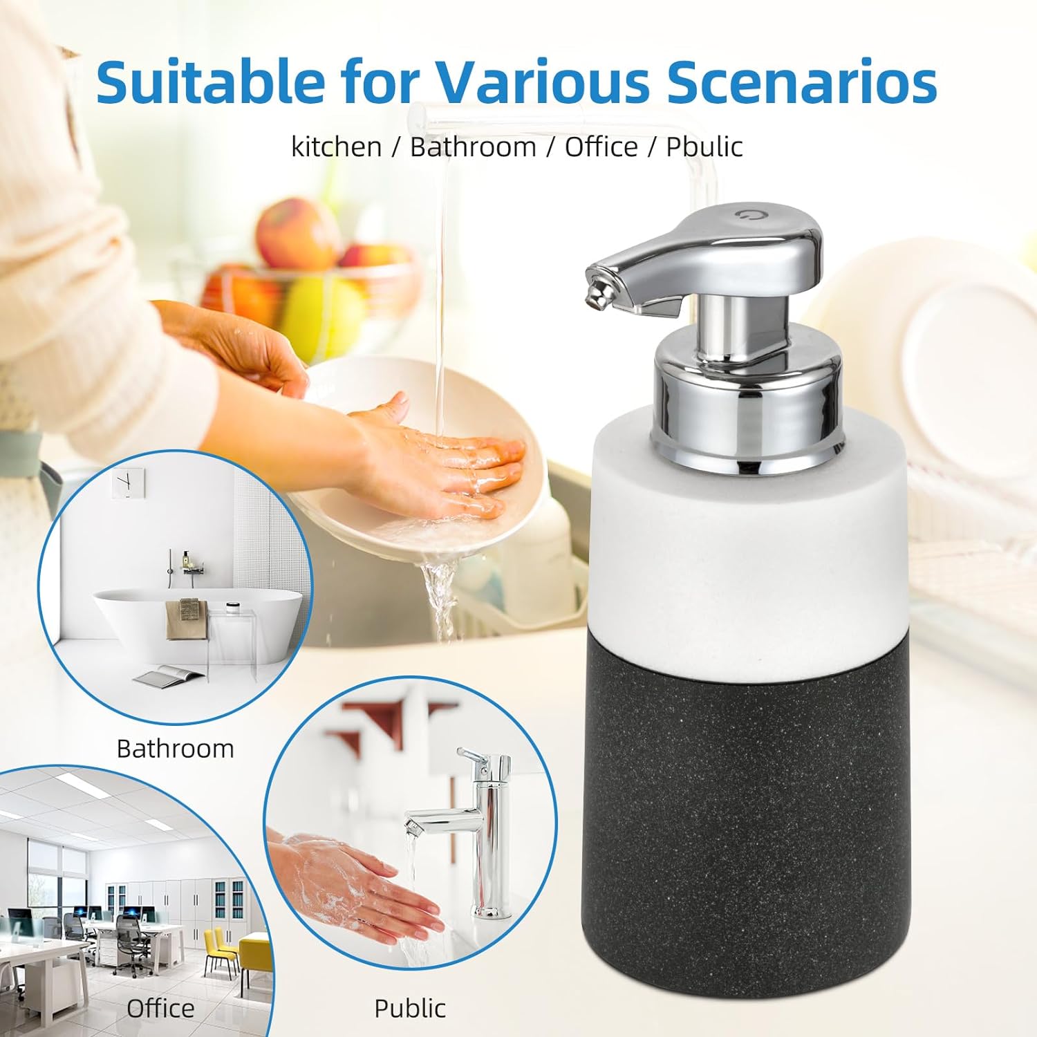 Automatic Soap Dispenser Touchless: 10oz Foaming Soap Dispenser, Hand Free Soap Dispenser Rechargeable Soap Dispenser, for Bathroom, Kitchen, Hotel