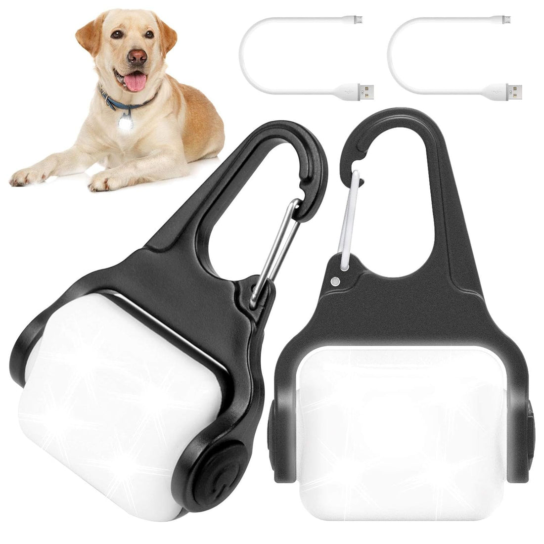 Dog Lights for Night Walking, Clip on USB Rechargeable Dog Collar Light, 3 Light Modes Dog Light, IP65 Waterproof Dog Night Light, LED Safety Light for Running, Camping, Climbing, Bike, 3 Pack