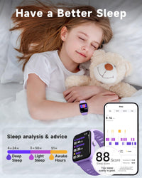 BIGGERFIVE Kids Fitness Tracker Watch, Heart Rate, Pedometer, Puzzle Games, 1.5" HD Touch Screen Smart Watch for Girls Ages 3-14