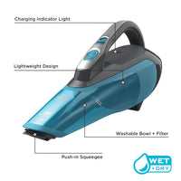 BLACK+DECKER HLWVA325J21 Lithium Wet/Dry Hand Vac, 8 oz, Titanium