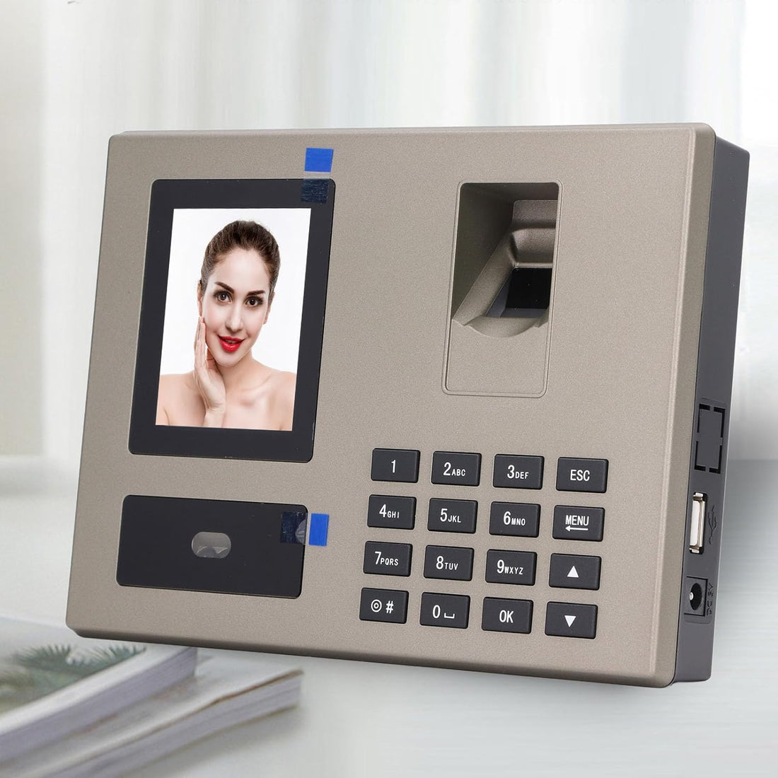 Employee Attendance Machine, 100‑240V Automatic Report Generation Biometric Time Attendance Warm Voice Prompt with Warm Voice for Enterprises (US Plug)