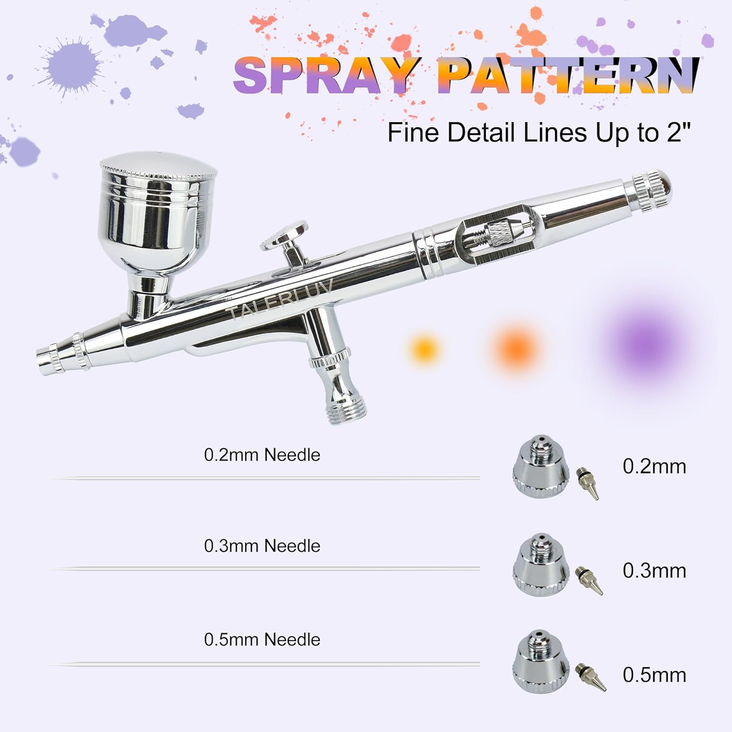 Airbrush Kit, Dual-Action Gravity Airbrush Gun with 0.2/0.3/0.5mm Needles Set, 7cc/20cc/40cc Cup, Air Hose and Airbrush Cleaning Kit for Makeup Nail Painting Model Coloring Cake Decor Shoes Tattoo