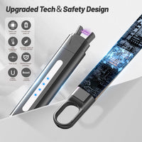 VEHHE Lighter, Electric Lighter, Candle Lighter USB Rechargeable, Electronic Lighter with Safety Switch and Hanging Hook for Candle BBQ Grill Firework|Silver