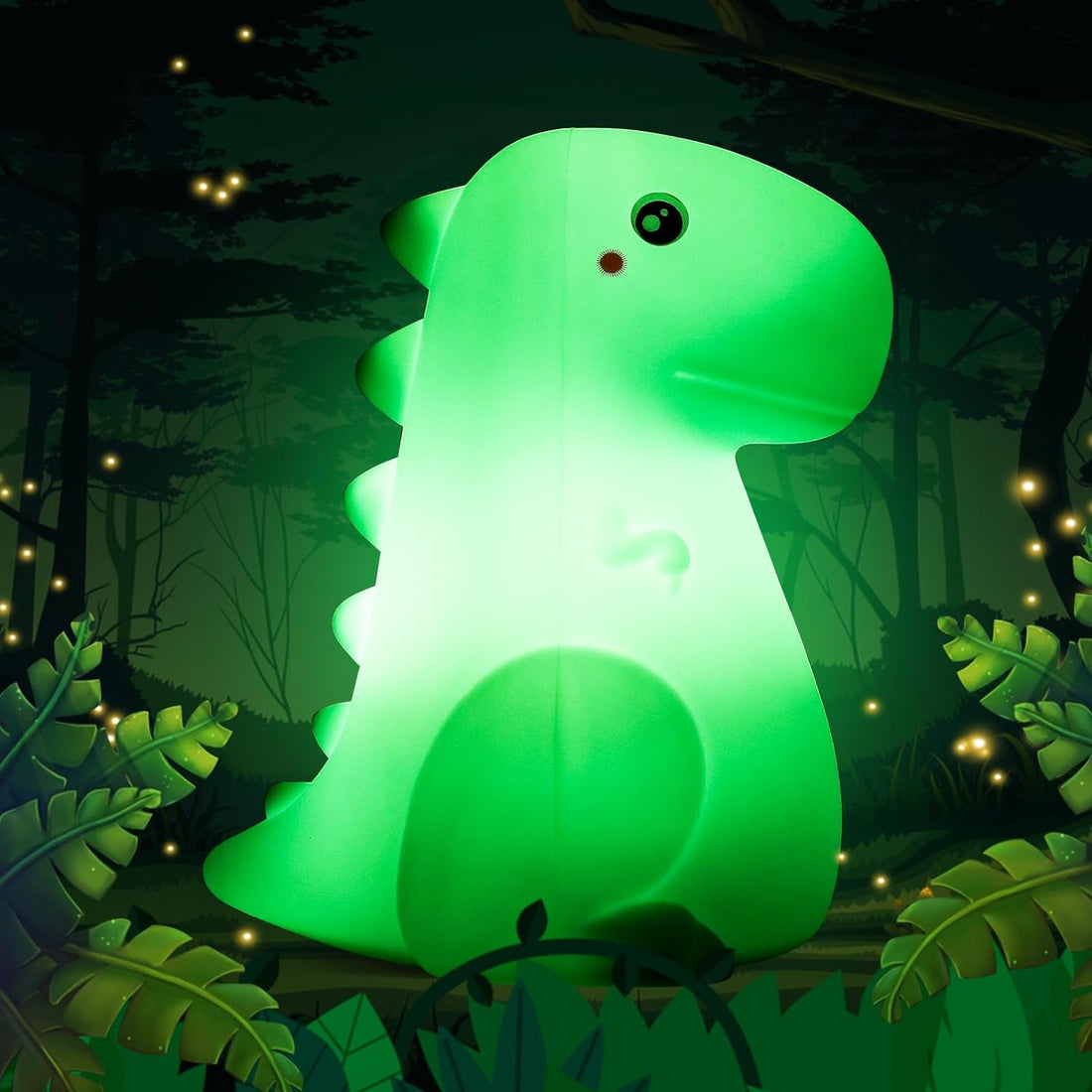 SANKEDOU Dinosaur Night Light for Kids, Touch Sensor Silicone 7 Colors Changing Room Decor for Boys Girls Light, Rechargeable Baby Mood Light Dinosaur Lamp, Cute Bedside Lamp Dinosaur Gifts (Green)