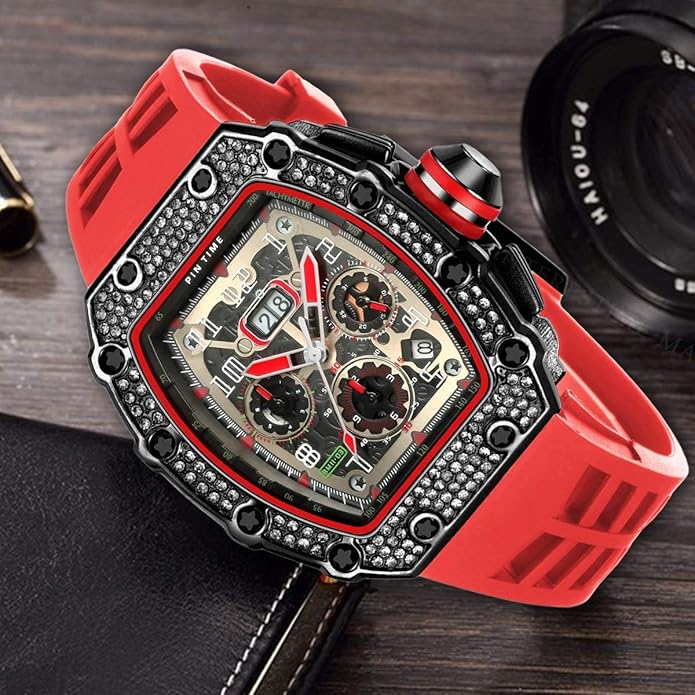 Mens Bling Punk Diamond Chronograph Watches Fashion Style – Packaging